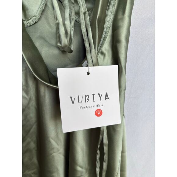 Vubiya NWT Satin Draped Dress in Sage - Picture 4 of 4